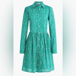 J Crew Factory green paisley button front dress, size 6